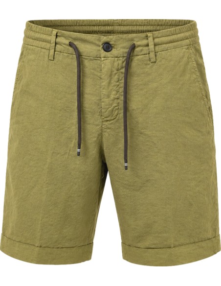 Bermudas lino algodón verde pistacho estilo jogger - Mason's vista frontal con cordones