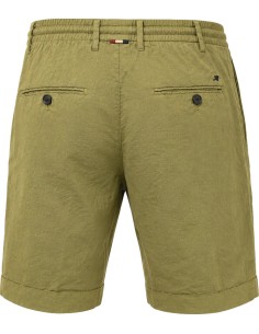 Bermudas lino algodón verde pistacho estilo jogger - Mason's vista frontal con cordones 2