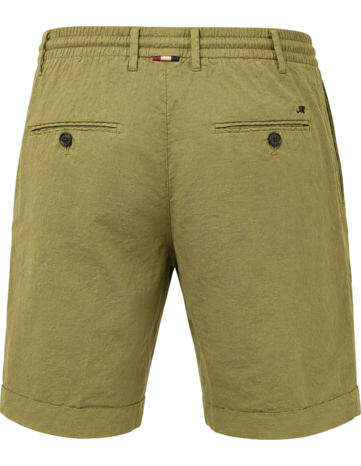 Bermudas lino algodón verde pistacho estilo jogger - Mason's vista trasera con dos bolsillos