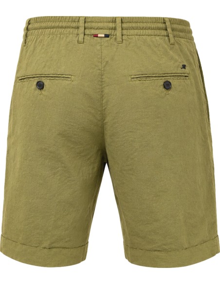Bermudas lino algodón verde pistacho estilo jogger - Mason's vista trasera con dos bolsillos