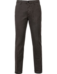 Incotex Pantalón ajustado algodón orgánico elástico micro dobby marrón