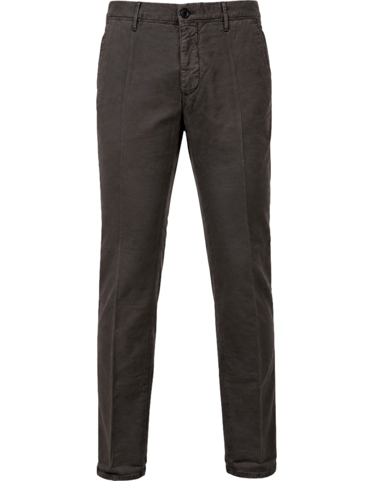 Incotex Pantalón ajustado algodón orgánico elástico micro dobby marrón
