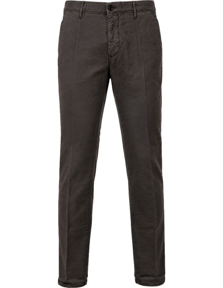 Incotex Pantalón ajustado algodón orgánico elástico micro dobby marrón
