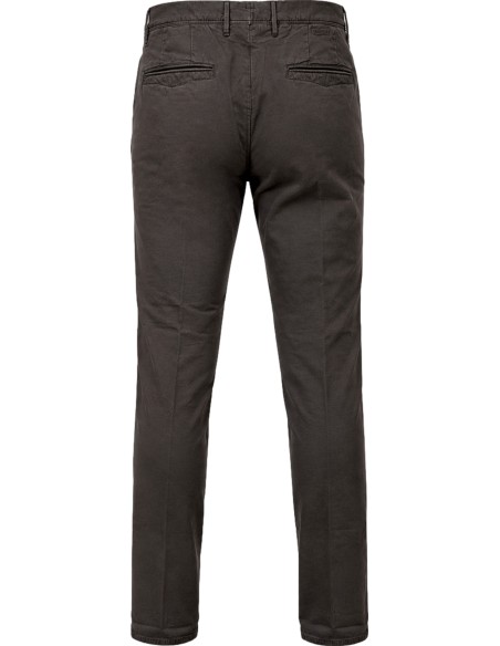 Incotex Pantalón ajustado algodón orgánico elástico micro dobby marrón vista trasera