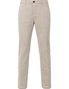 Incotex Pantalón ajustado algodón orgánico elástico micro dobby gris claro