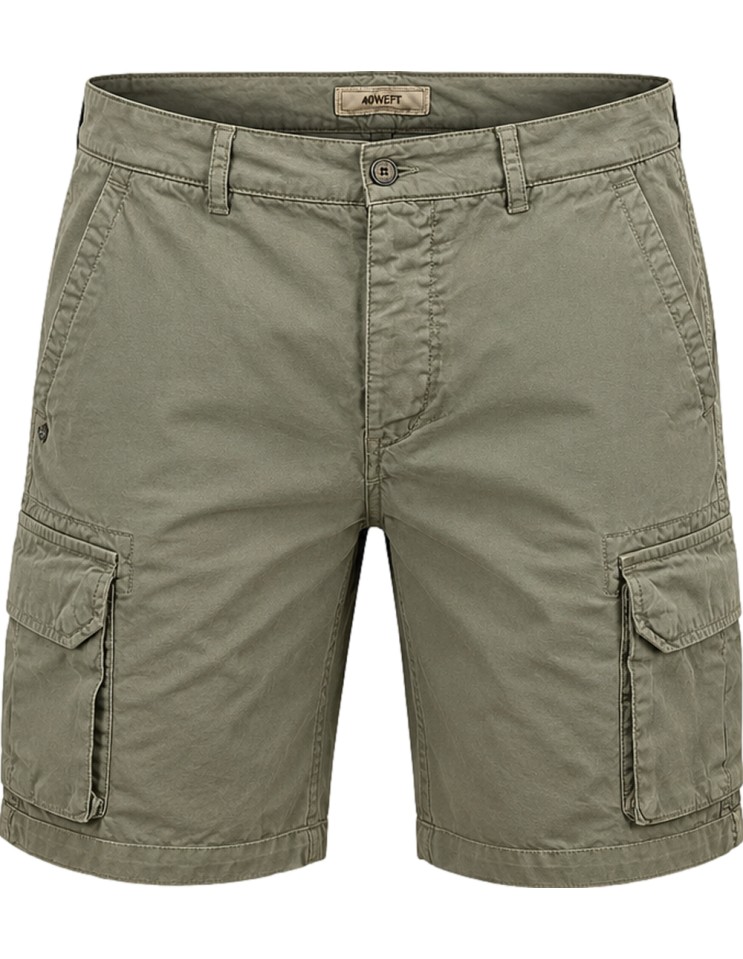 40Weft Bermudas cargo modelo Nick en color verde militar VISTA FRONTAL