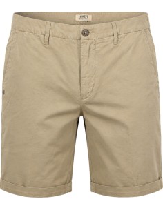 Bermudas en algodón y lino estilo chino en color beige arena - 40Weft vista frontal