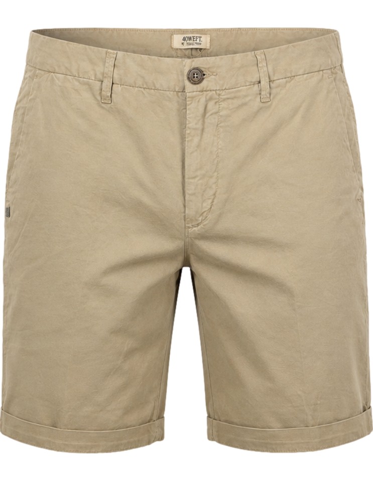 Bermudas en algodón y lino estilo chino en color beige arena - 40Weft vista frontal