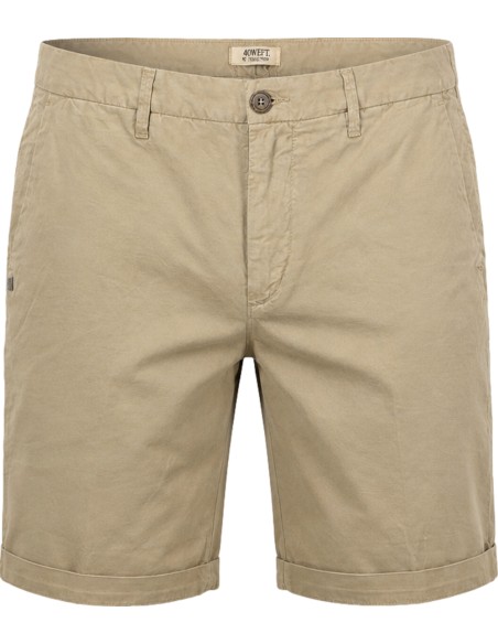 Bermudas en algodón y lino estilo chino en color beige arena - 40Weft vista frontal