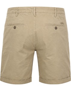 Bermudas en algodón y lino estilo chino en color beige arena - 40Weft vista frontal 2
