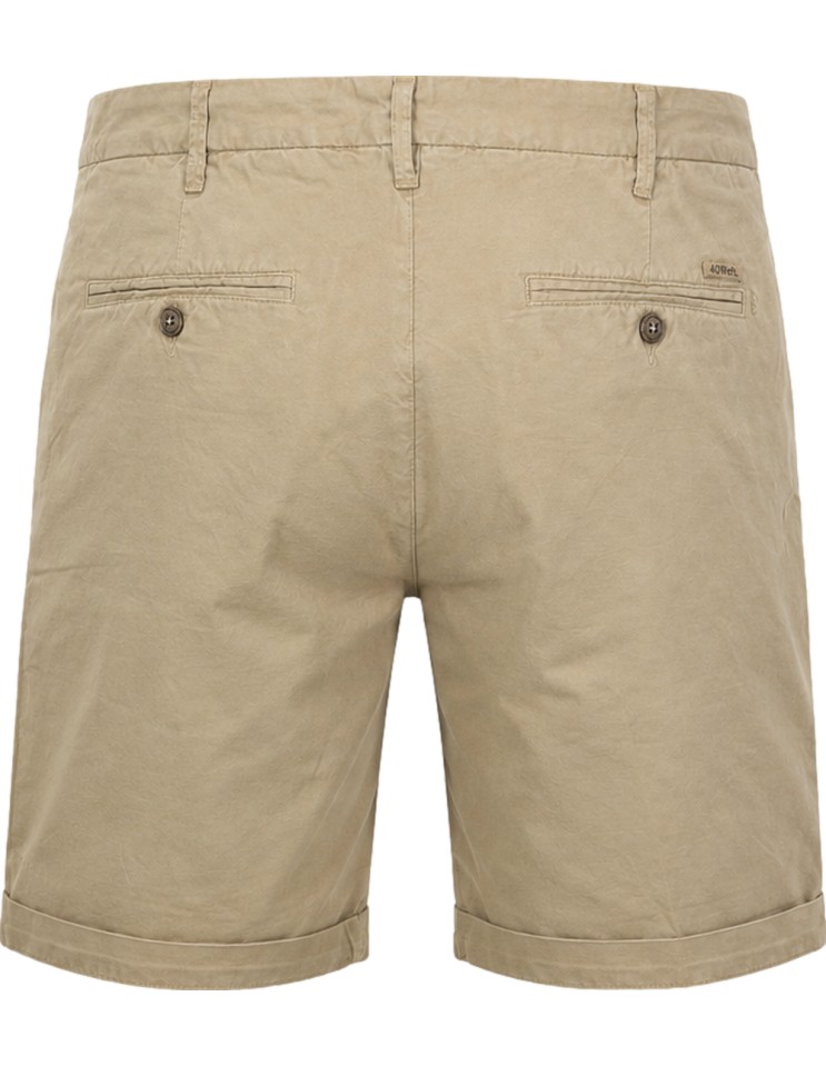 Bermudas en algodón y lino estilo chino en color beige arena - 40Weft vista trasera