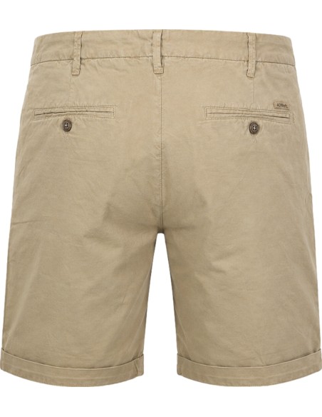 Bermudas en algodón y lino estilo chino en color beige arena - 40Weft vista trasera
