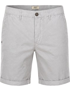 Bermudas en algodón y lino estilo chino en color gris claro - 40Weft vista frontal