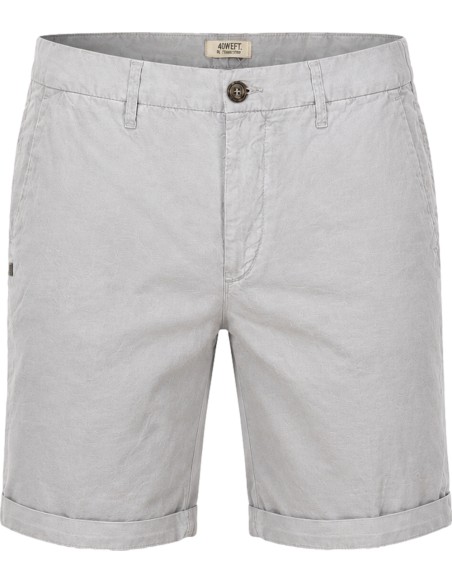 Bermudas en algodón y lino estilo chino en color gris claro - 40Weft vista frontal