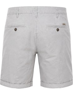 Bermudas en algodón y lino estilo chino en color gris claro - 40Weft vista frontal 2