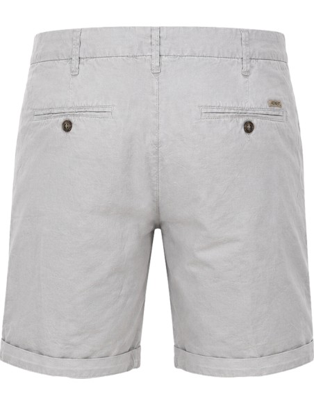 Bermudas en algodón y lino estilo chino en color gris claro - 40Weft