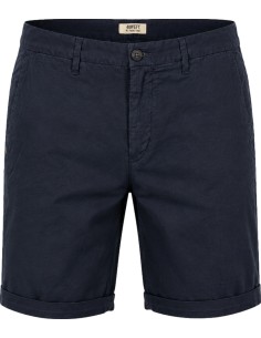 Bermudas en algodón y lino estilo chino azul marino - 40Weft