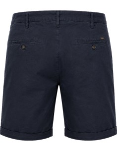 Bermudas en algodón y lino estilo chino azul marino - 40Weft 2