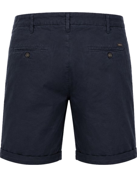 Bermudas en algodón y lino estilo chino azul marino - 40Weft vista trasera