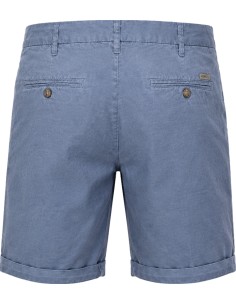 Bermudas en algodón y lino estilo chino en color azul cielo - 40Weft vista  frontal 2