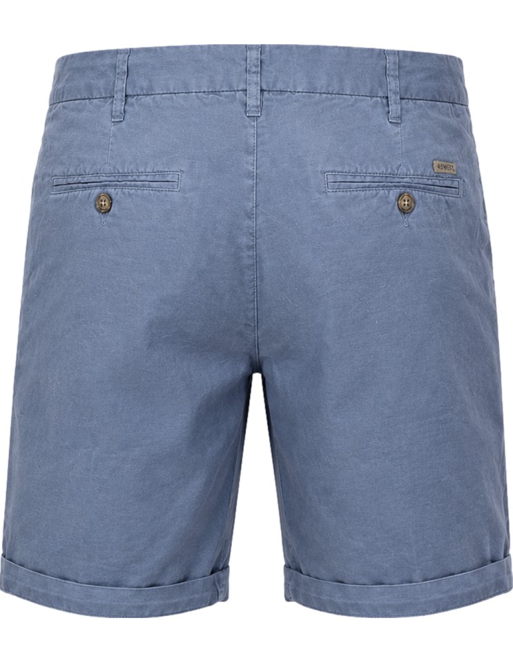 Bermudas en algodón y lino estilo chino en color azul cielo - 40Weft vista trasera