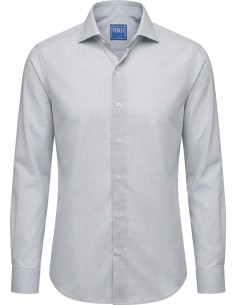 Camisa Sean Panamino Voile gris claro algodón estampado ditsy - Fedeli VISTA FRONTAL
