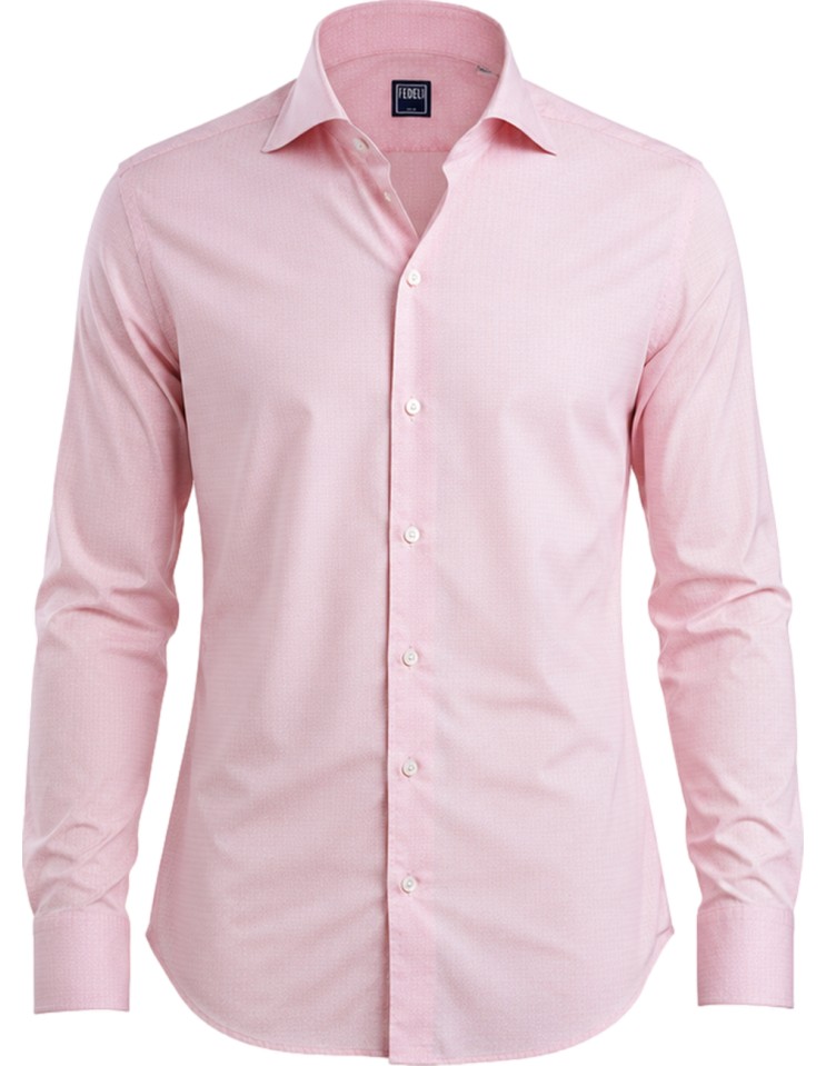 Camisa Sean Panamino Voile rosa claro algodón estampado ditsy - Fedeli