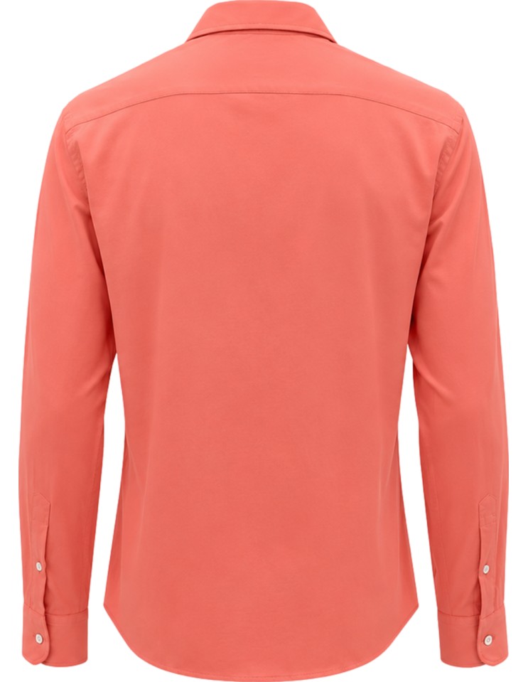 Camisa Sean Panamino tejido voile de algodón color coral - Fedeli