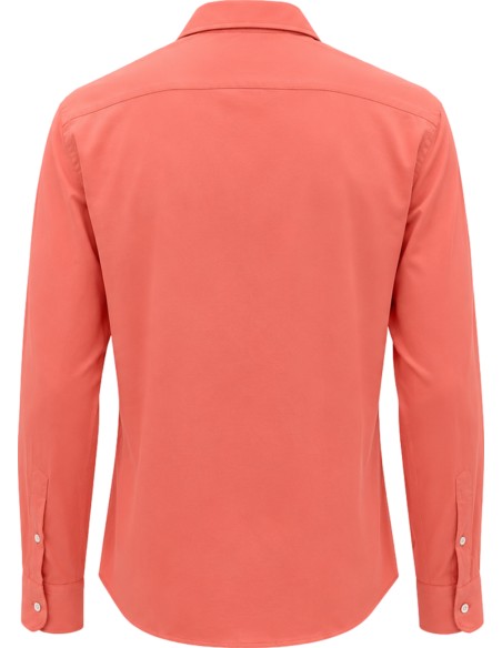 Camisa Sean Panamino tejido voile de algodón color coral - Fedeli