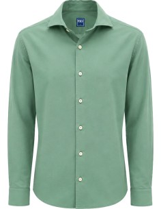 Camisa Sean Panamino tejido voile de algodón color verde menta - Fedeli