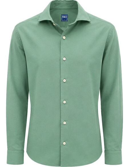 Camisa Sean Panamino tejido voile de algodón color verde menta - Fedeli