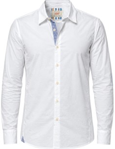 Camisa blanca con coderas y detalles - Bob vista frontal