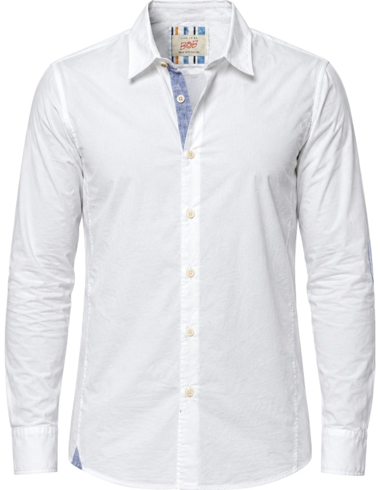 Camisa blanca con coderas y detalles - Bob vista frontal