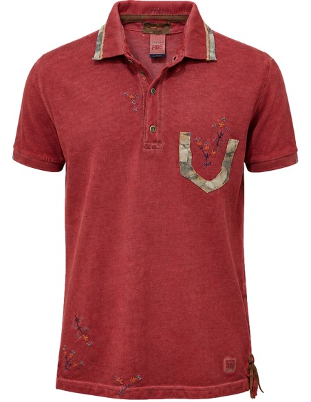 Polo manga corta rojo piqué algodón - Bob vista frontal