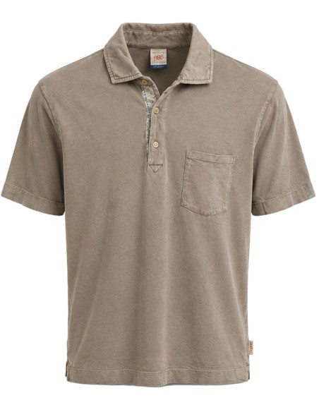 Polo manga corta color nuez con bolsillo en tejido camiseta - Bob