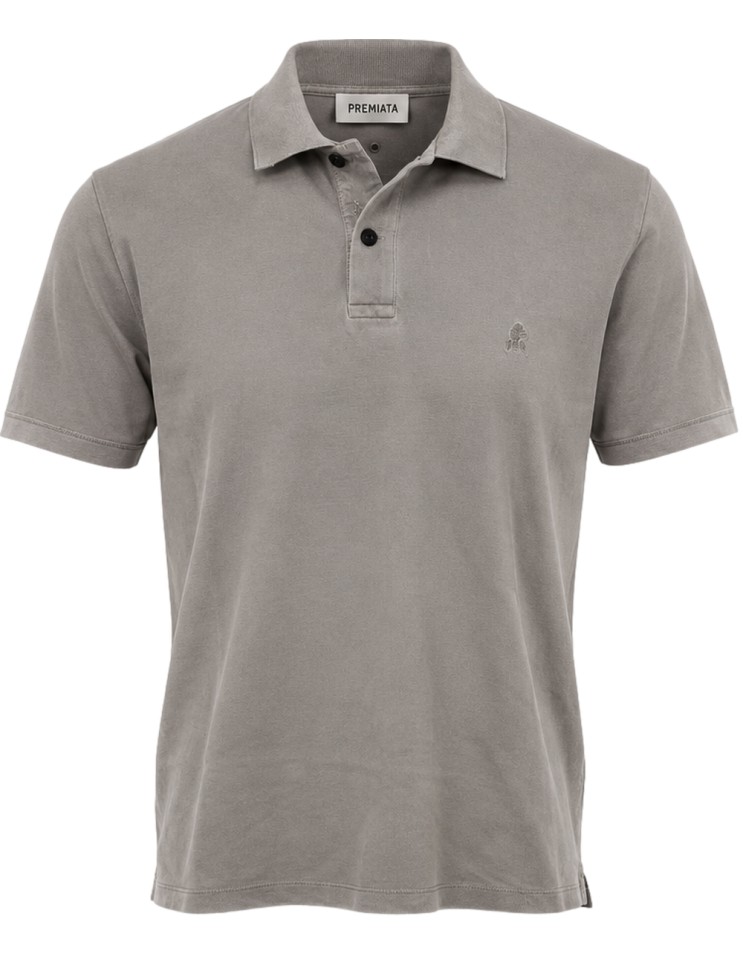 Polo manga corta gris lavado en piqué de algodón - Premiata vista frontal