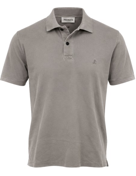 Polo manga corta gris lavado en piqué de algodón - Premiata vista frontal