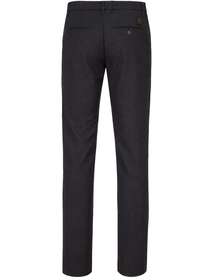Pantalón Jacob Cohën gris lana fría media cinturilla fruncida - Jacob Cohën vista trasera