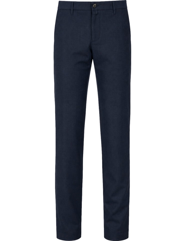 Pantalón azul lana fría media cinturilla fruncida - Jacob Cohën vista frontal