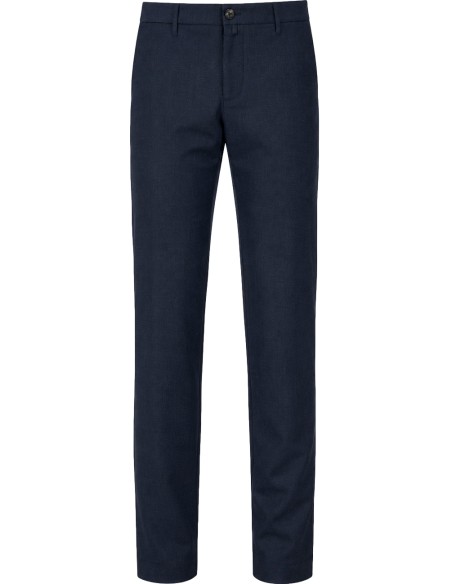 Pantalón azul lana fría media cinturilla fruncida - Jacob Cohën vista frontal