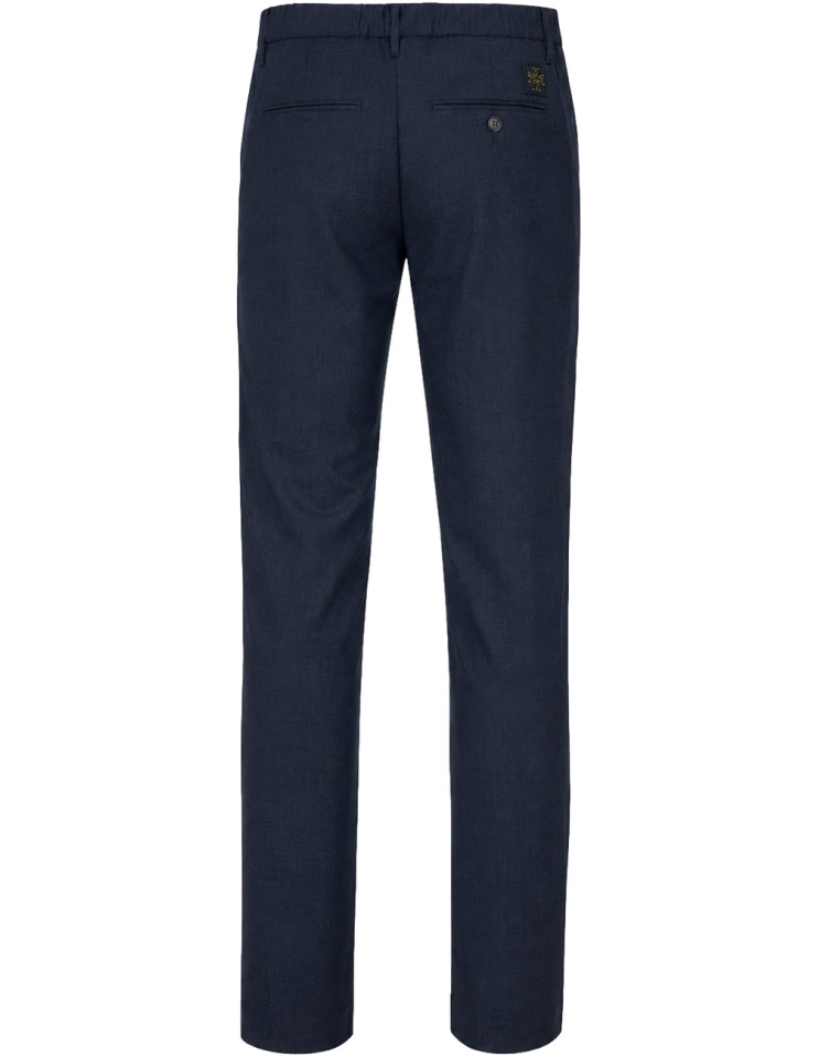 Pantalón azul lana fría media cinturilla fruncida - Jacob Cohën