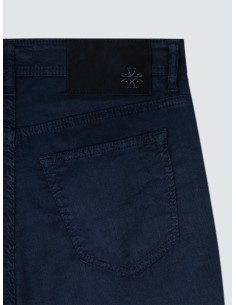 Pantalón elástico lino y algodón modelo Bard azul - Jacob Cohën vista frontal 2