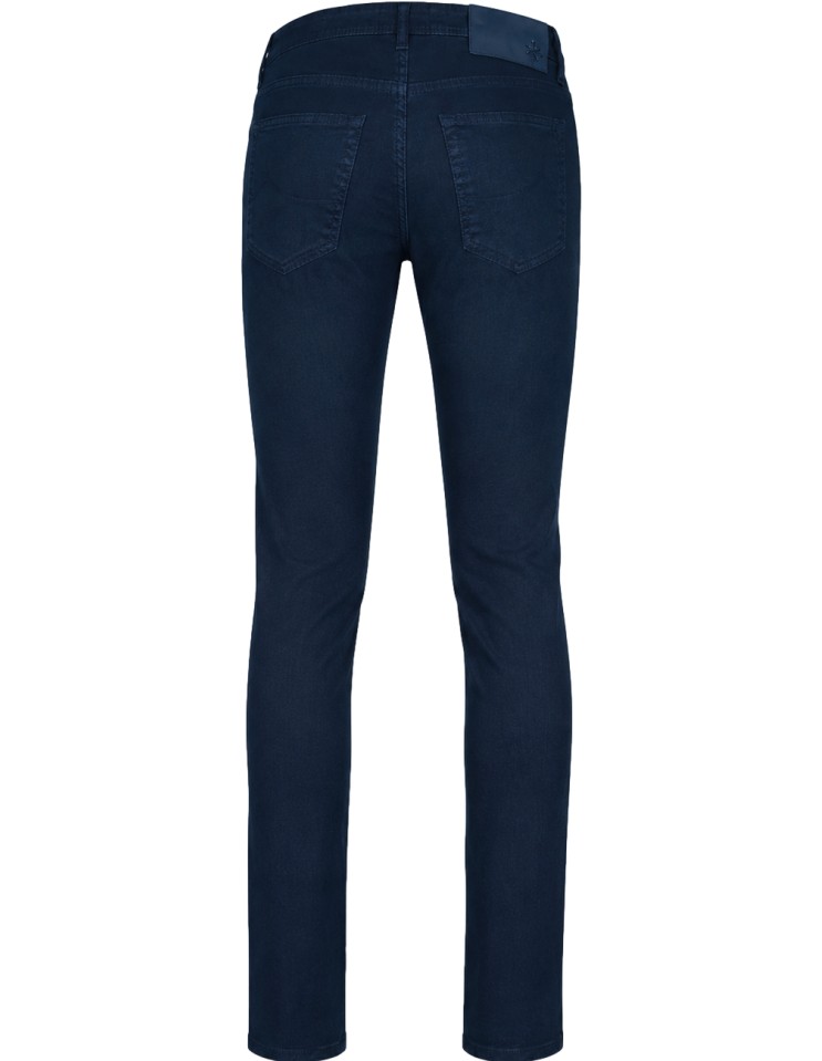 Pantalón elástico lino y algodón modelo Bard azul - Jacob Cohën vista trasera