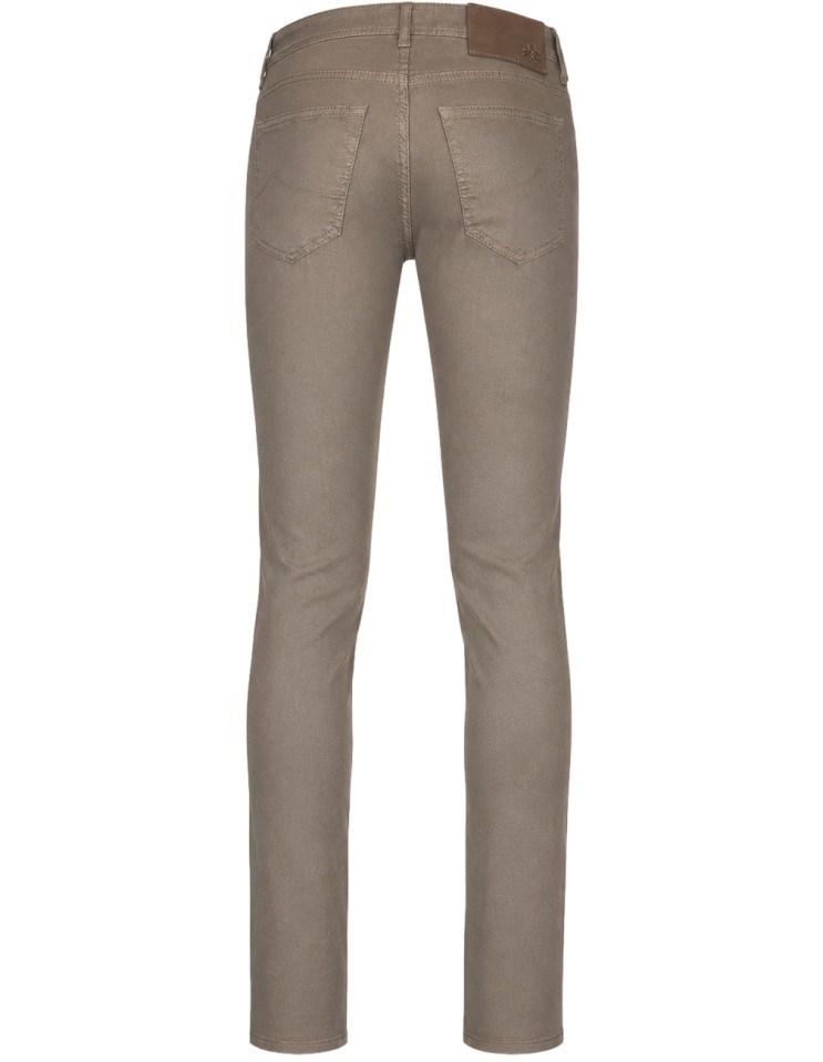 Pantalón elástico lino y algodón modelo Bard marrón claro - Jacob Cohën vista trasera
