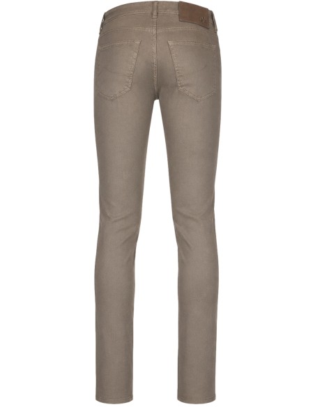 Pantalón elástico lino y algodón modelo Bard marrón claro - Jacob Cohën vista trasera