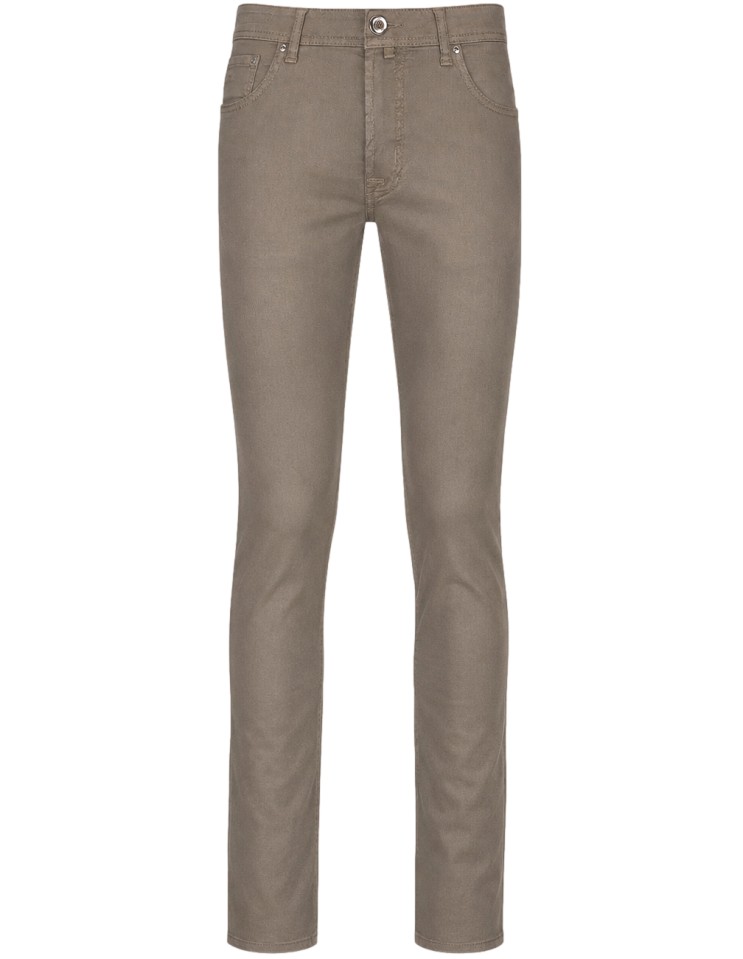 Pantalón elástico lino y algodón modelo Bard marrón claro - Jacob Cohën vista frontal
