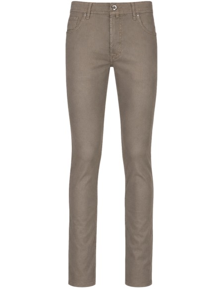 Pantalón elástico lino y algodón modelo Bard marrón claro - Jacob Cohën vista frontal