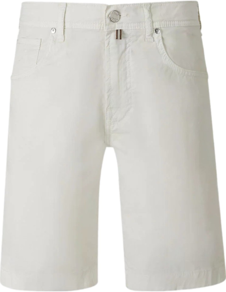 Jacob Cohën Bermudas modelo Nicolás gabardina de algodón elástico azul marfil vista frontal