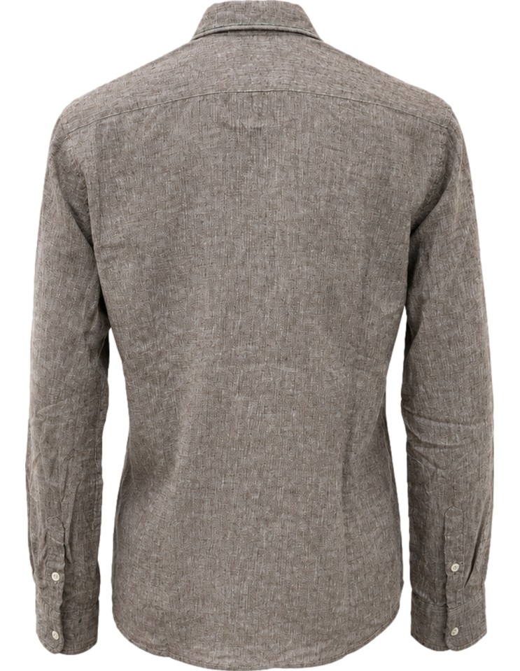 Camisa marrón de algodón lino con bordados - BoB vista espalda