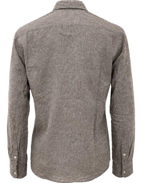 Camisa marrón de algodón lino con bordados - BoB vista espalda